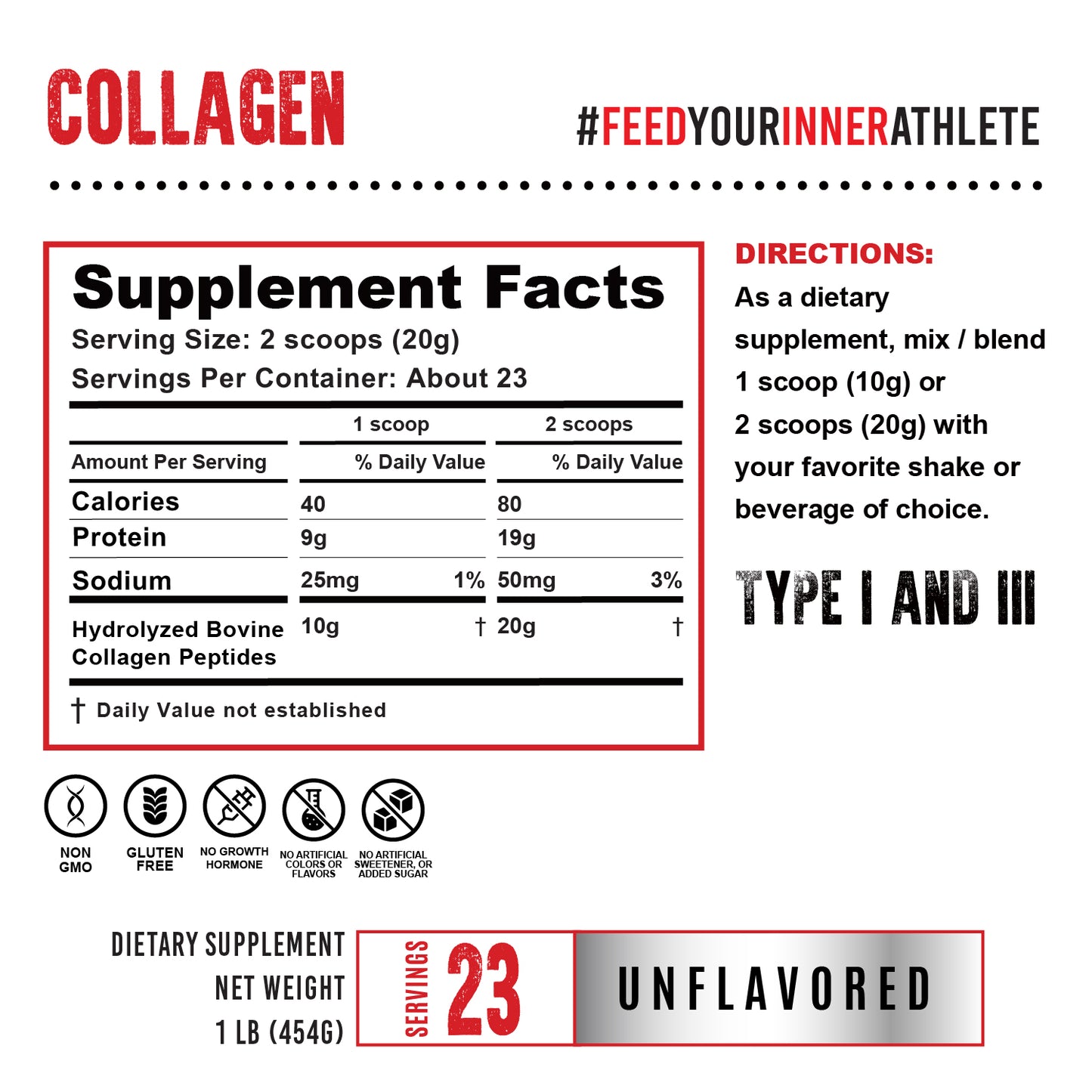 HB Hydrolyzed Collagen Peptides, Essentials 1lb, 5lb