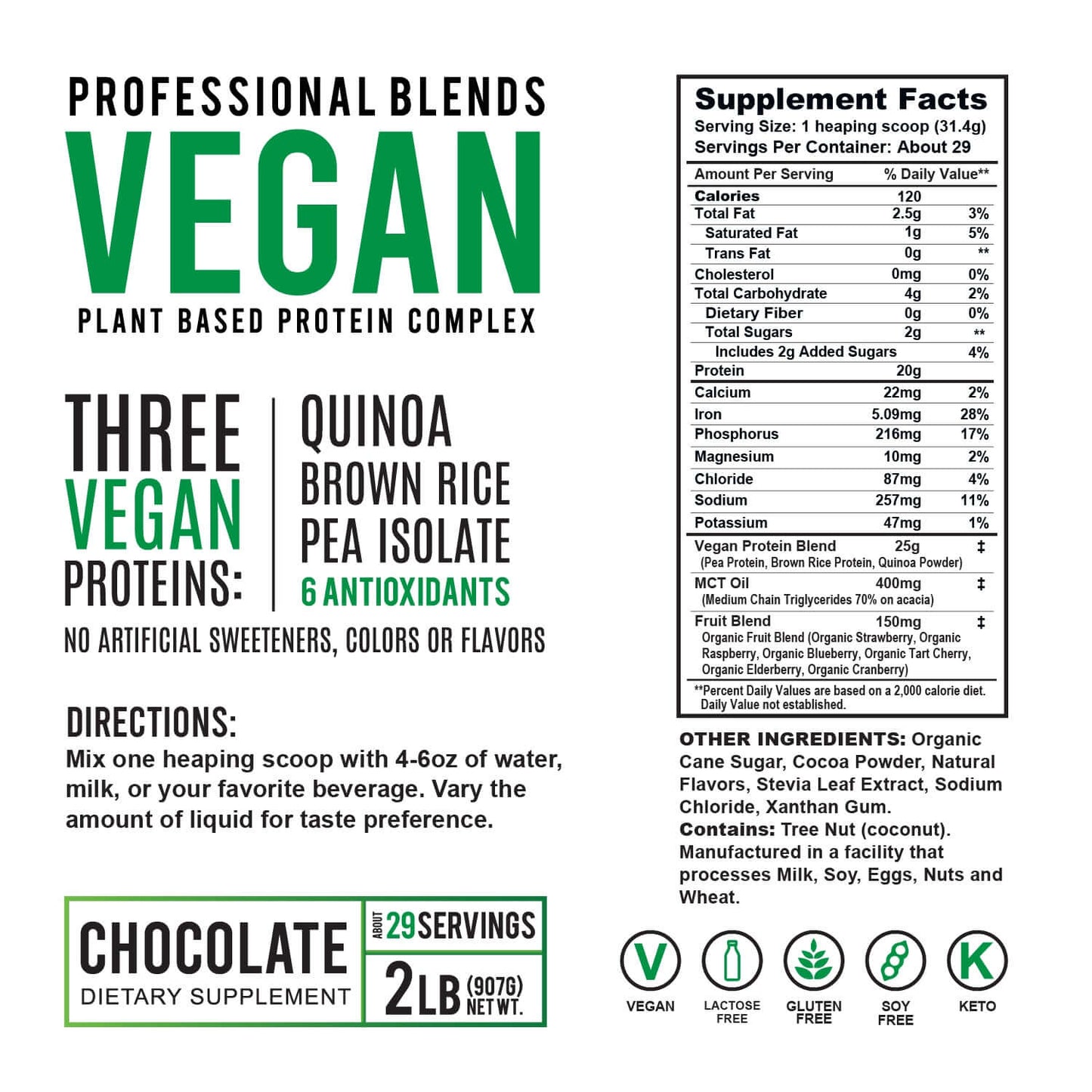Pro Blend Plant-Based Protein – Vegan Protein Powder (Vanilla & Chocolate, 2lbs)