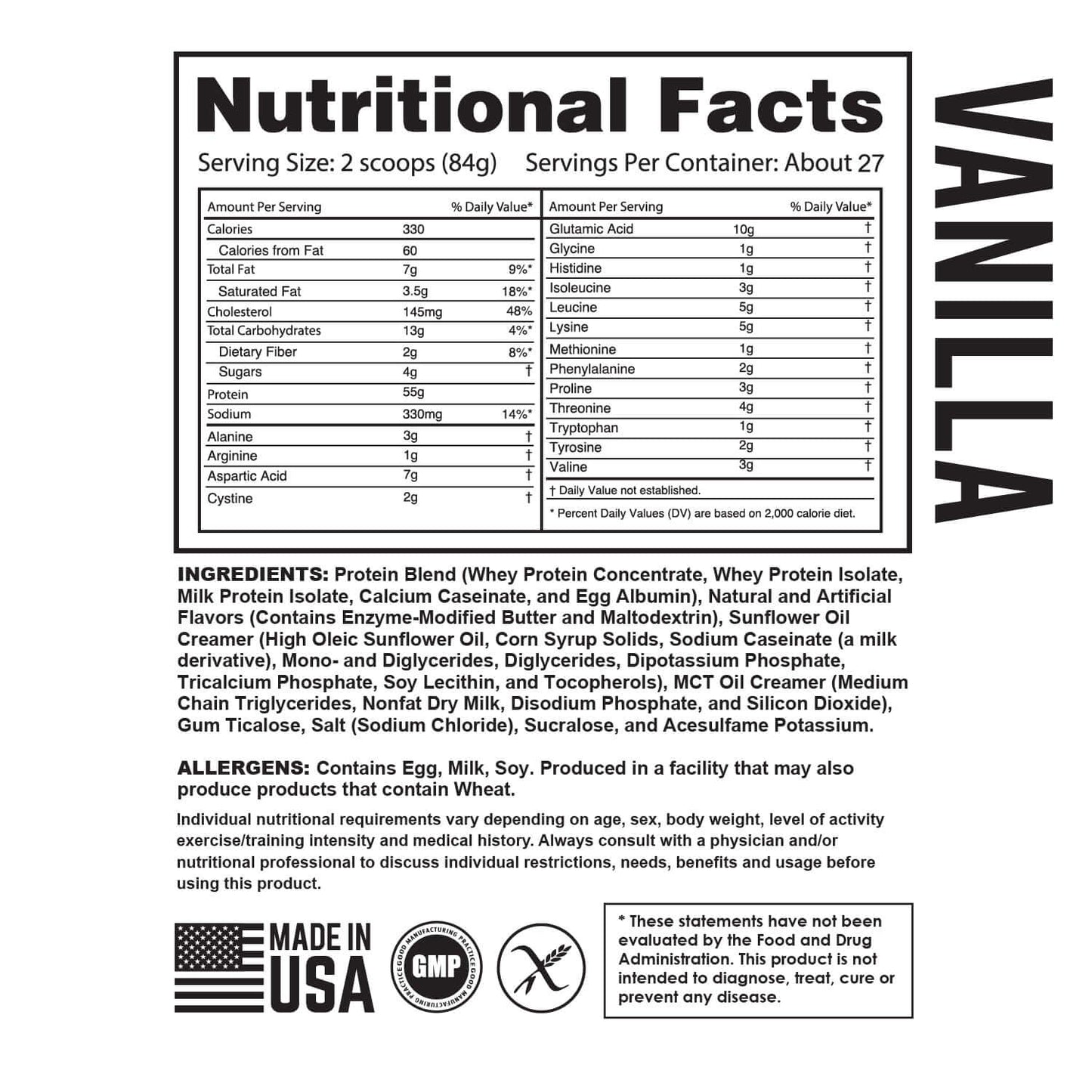 Pro Blend 55 Protein Powder, Vanilla, 5lb