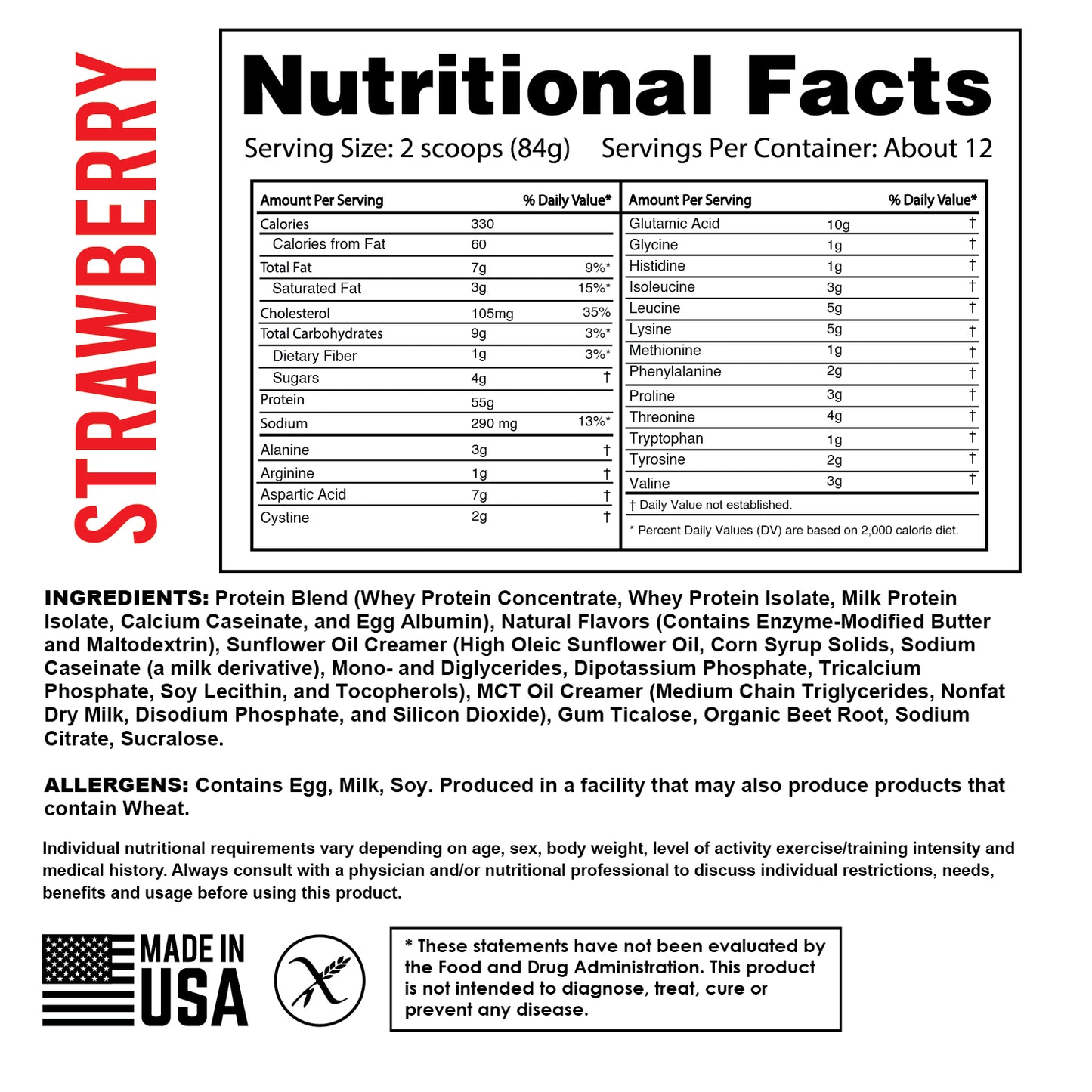PRO BLEND 55 Protein Powder – Strawberry (2.2 lbs)