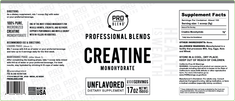 PRO BLEND Creatine Monohydrate – Unflavored (500g
