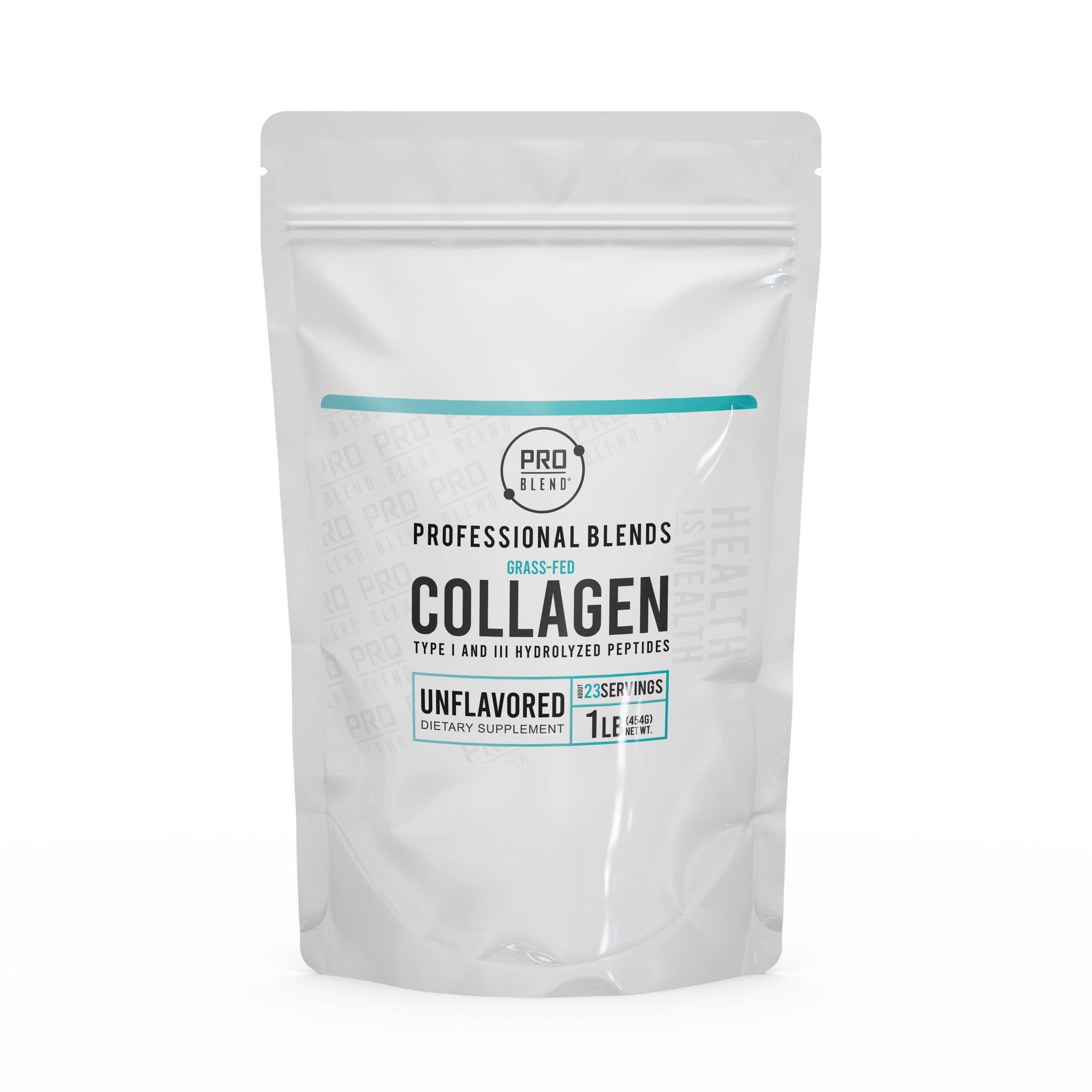 PRO BLEND Grass-Fed Collagen Powder in a 1lb bag, ideal for daily joint, skin, and muscle support.