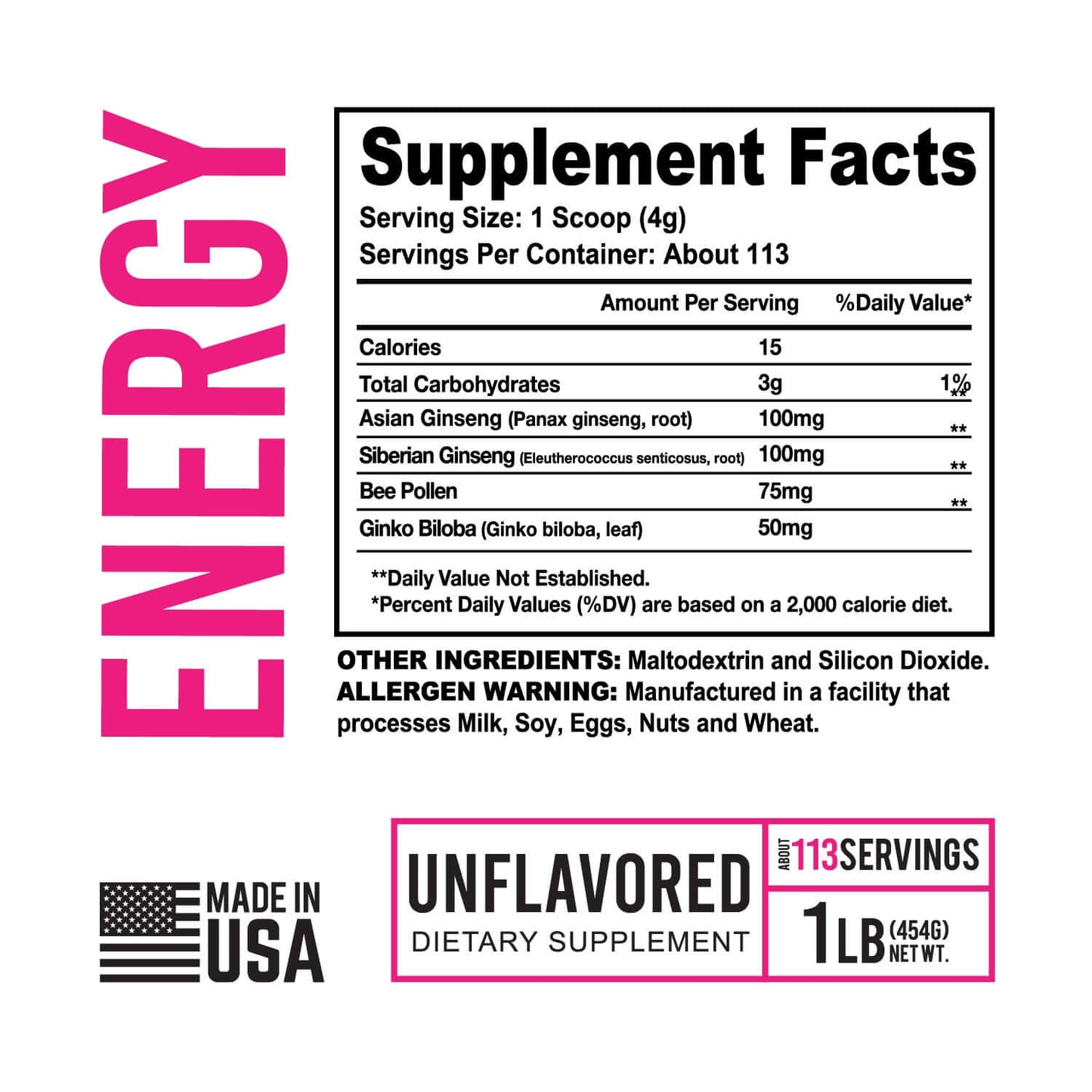 StrongHer Energy Boost – 1lb Unflavored Powde
