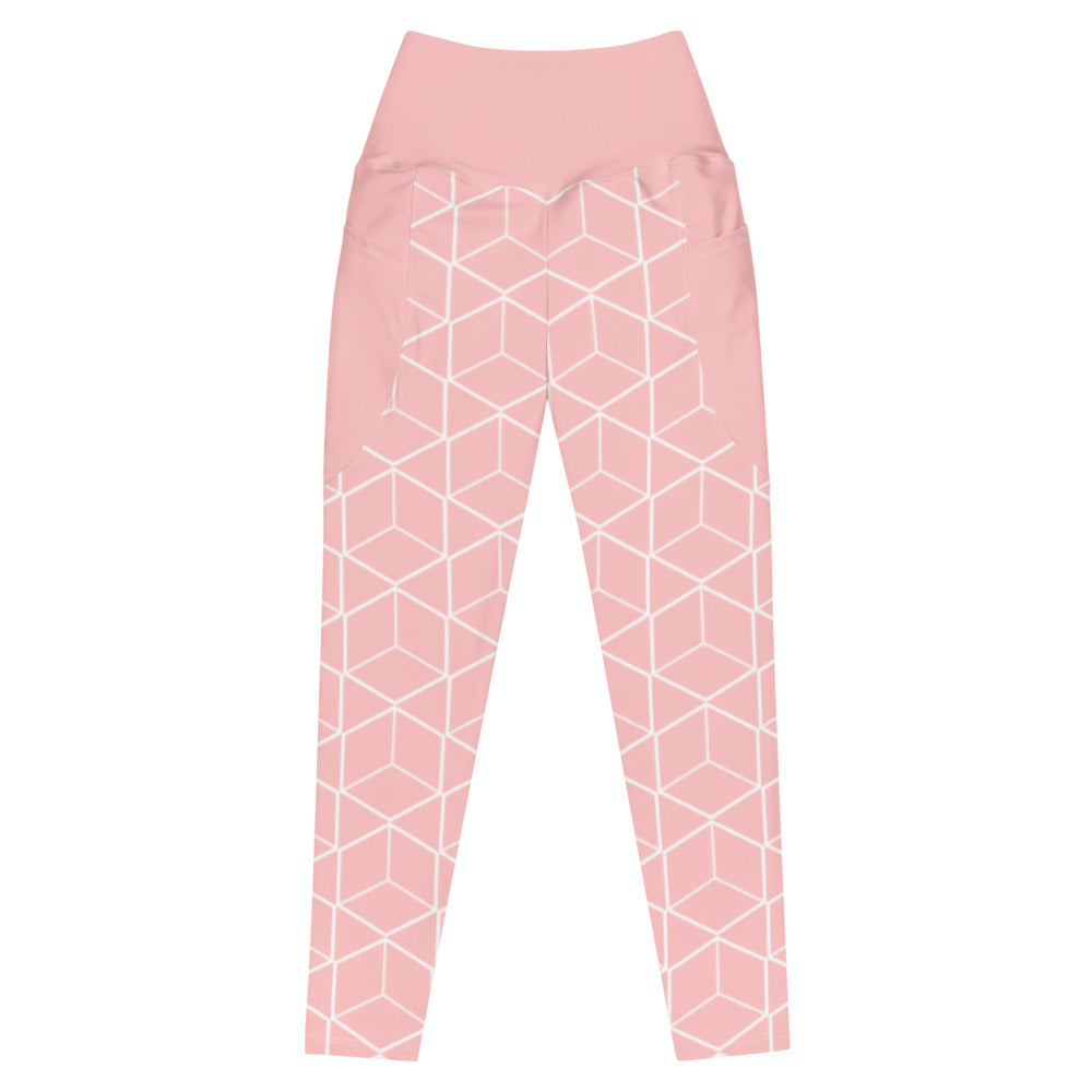 Geometric Pink Leggings with pockets PRO BLEND