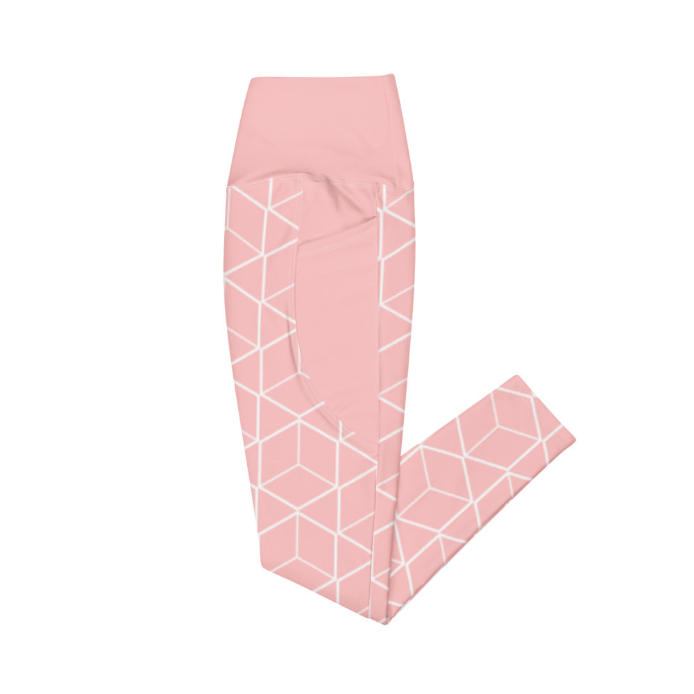 Geometric Pink Leggings with pockets PRO BLEND