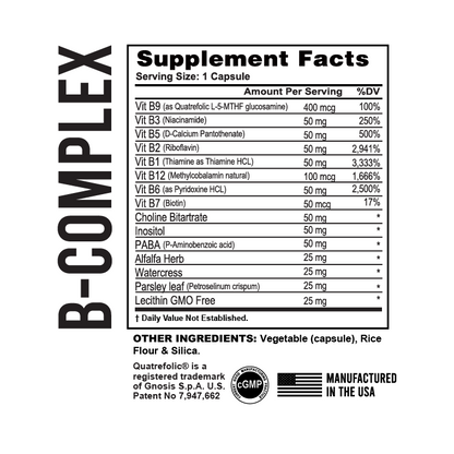 Premium Vitamin B Complex with Quatrefolic® | 100 Capsules