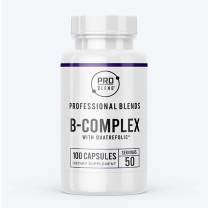 ProBlend Premium B Complex – Quatrefolic® activated folate for energy, metabolism, and nerve health (100 capsules).