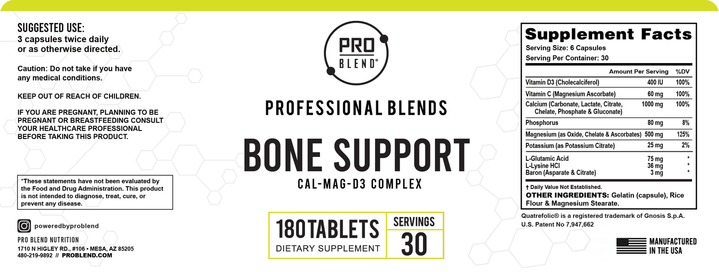  ProBlend Bone Support – Calcium, Magnesium, and Vitamin D3 for strong bones & joint health (180 capsules).