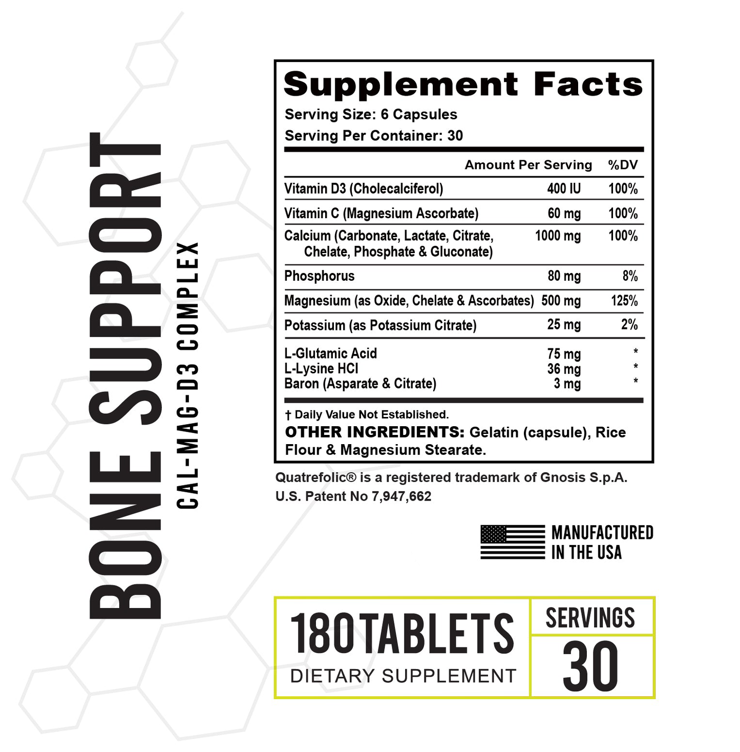 BONE SUPPORT Cal-Mag-D3 Complex, 180 Capsules