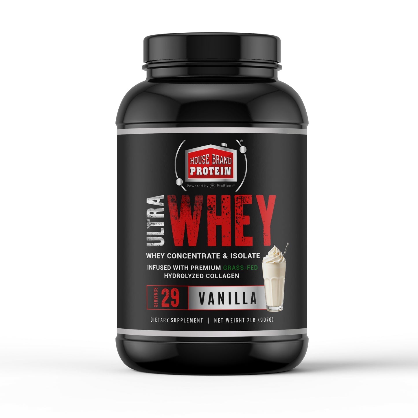 ULTRA WHEY Protein powder – Vanilla flavor, 2lb tub with 26g protein per serving