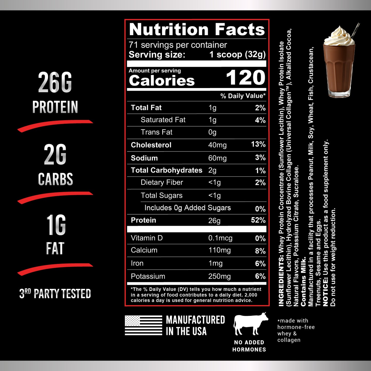 ULTRA WHEY Protein – 26g Grass-Fed Blend + Collagen (Vanilla or Chocolate, 5lb)