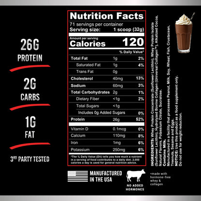 ULTRA WHEY Protein – 26g Grass-Fed Blend + Collagen (Vanilla or Chocolate, 5lb)