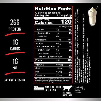 ULTRA WHEY Protein – 26g Grass-Fed Blend + Collagen (Vanilla or Chocolate, 5lb)