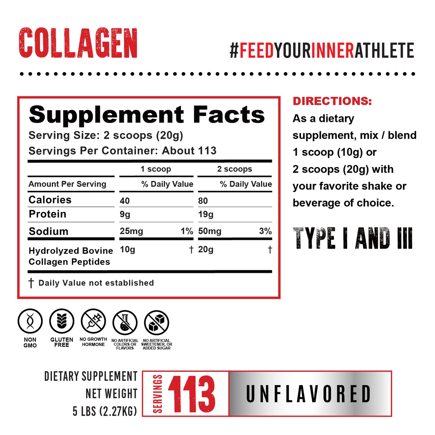 HB Hydrolyzed Collagen Peptides, Essentials 1lb, 5lb