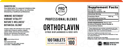 OrthoFlavin Citrus Bioflavonoids & Rose Hips, 100 Tablets