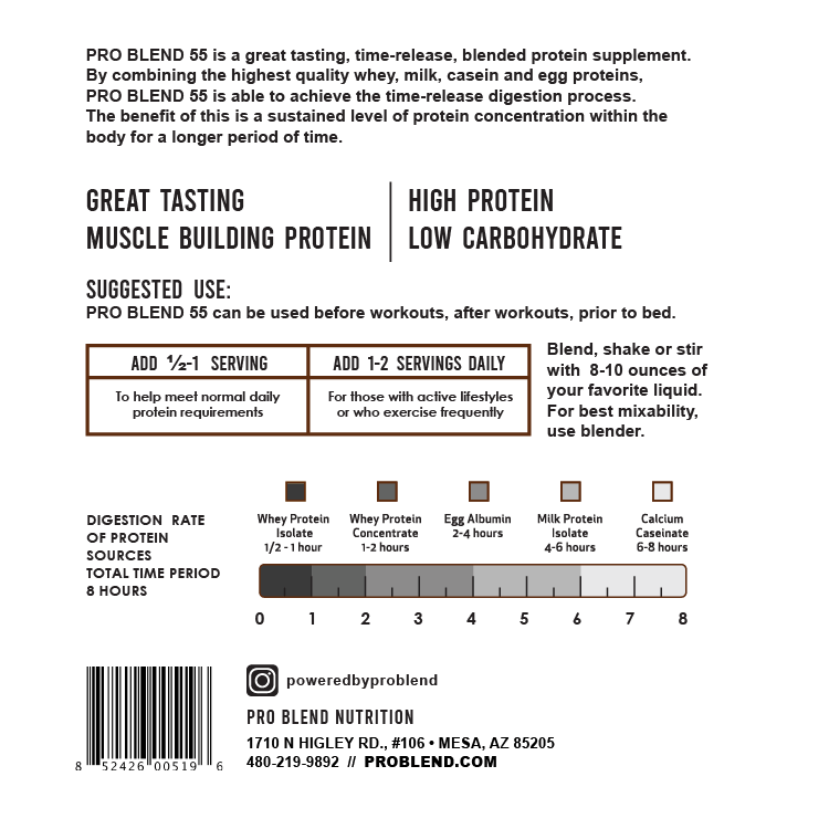Pro Blend 55 Chocolate Protein Powder – 5lb