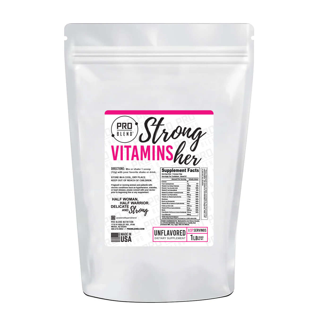 StrongHer Women’s Multivitamin bottle with daily vitamins designed to support wellness, strength, and vitality.