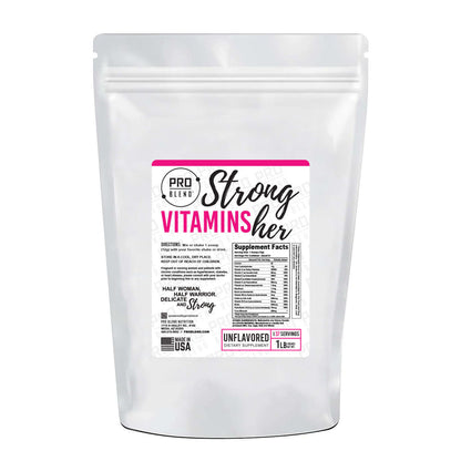 StrongHer Women’s Multivitamin bottle with daily vitamins designed to support wellness, strength, and vitality.