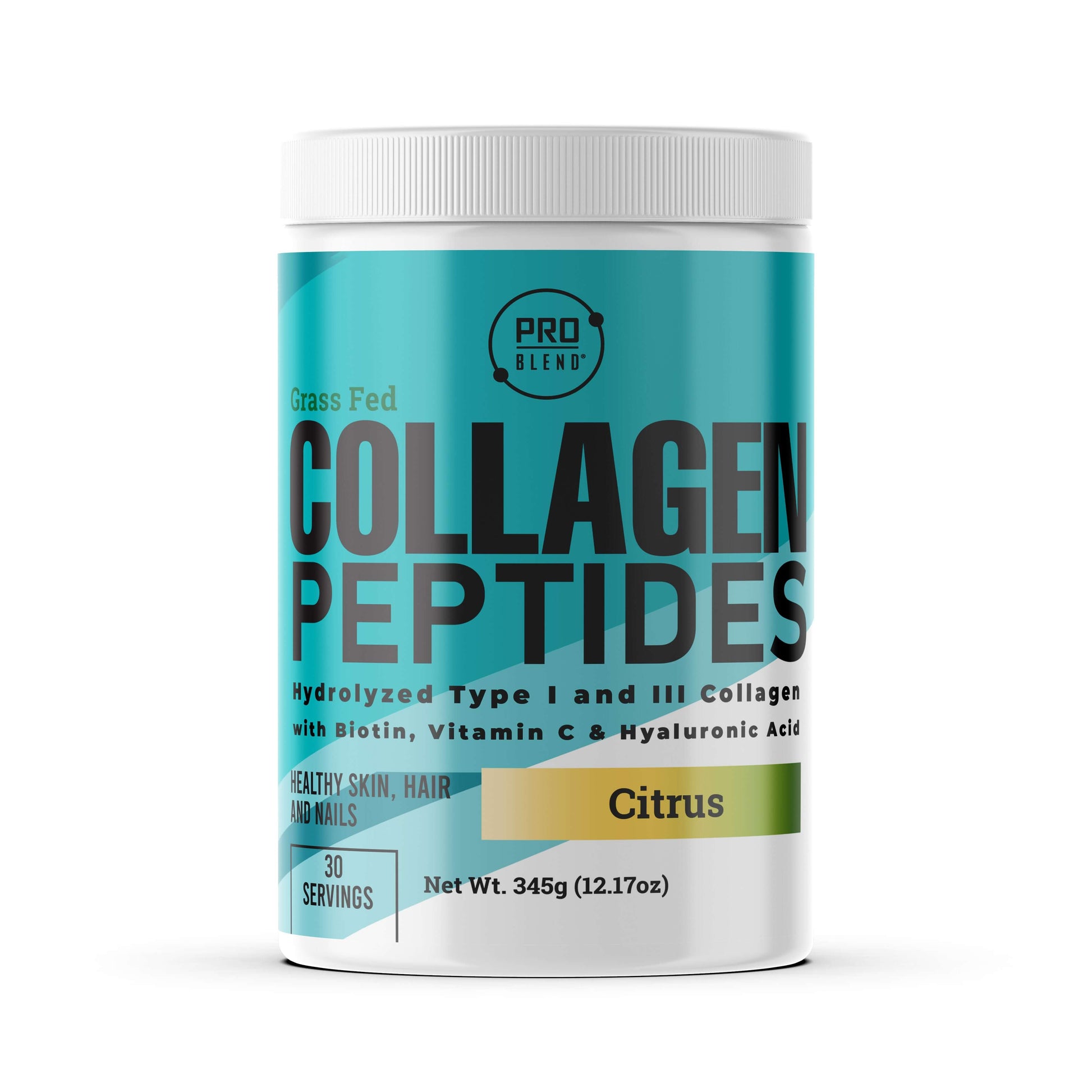 PRO BLEND Grass Fed COLLAGEN PEPTIDES, Hydrolyzed Type I and III Collagen with Biotin, Vitamin C & Hyaluronic Acid PRO BLEND