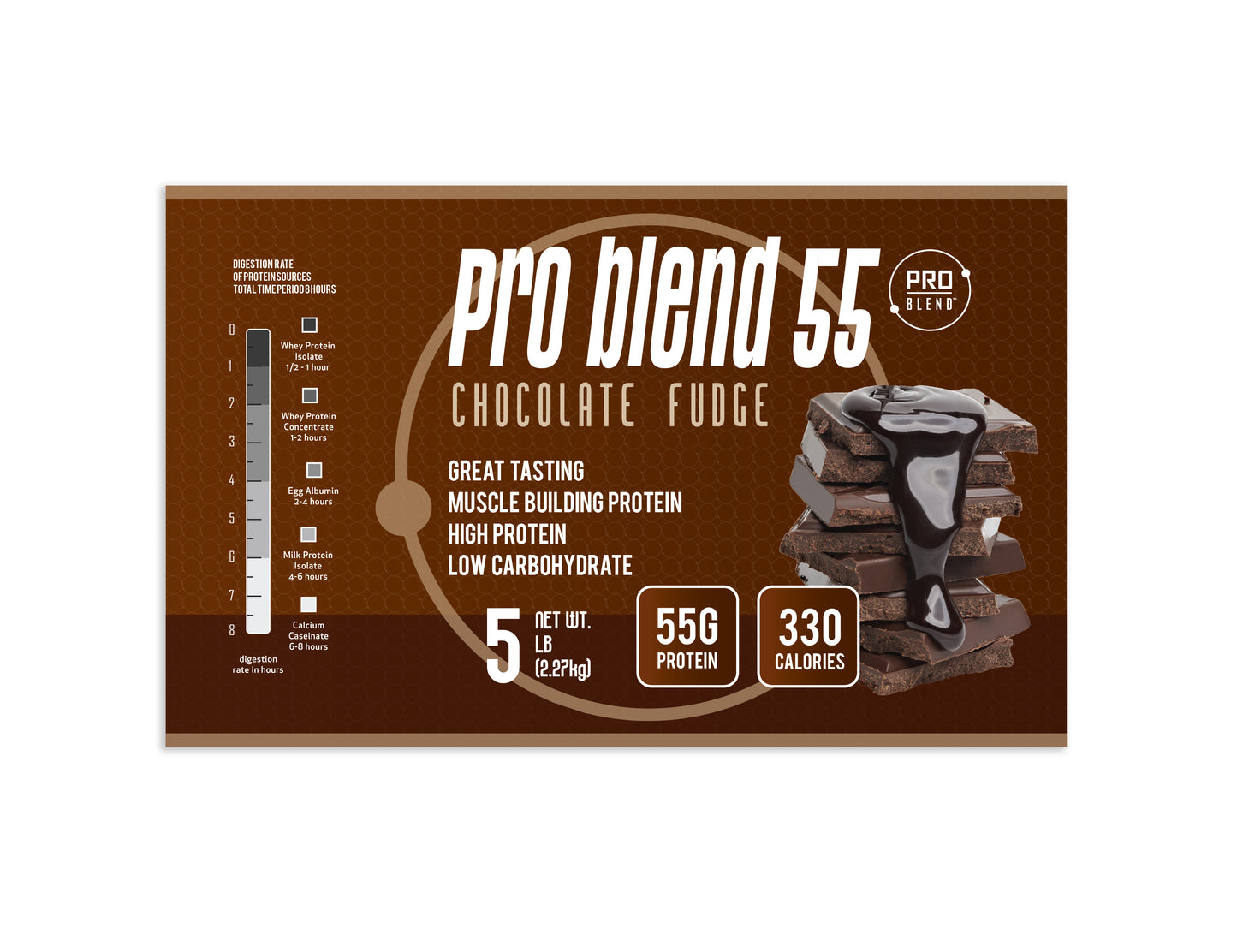 Pro Blend 55 Protein Powder, Chocolate Fudge, 5 lbs PRO BLEND