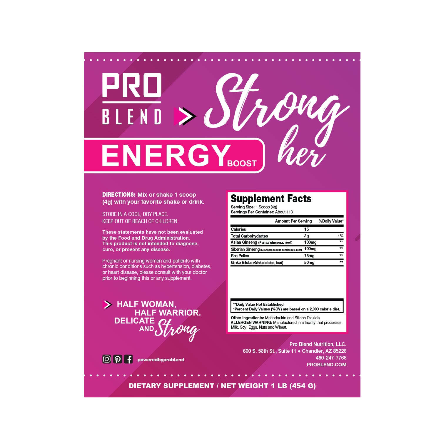 STRONG HER, ENERGY BOOST SUPPLEMENT PRO BLEND