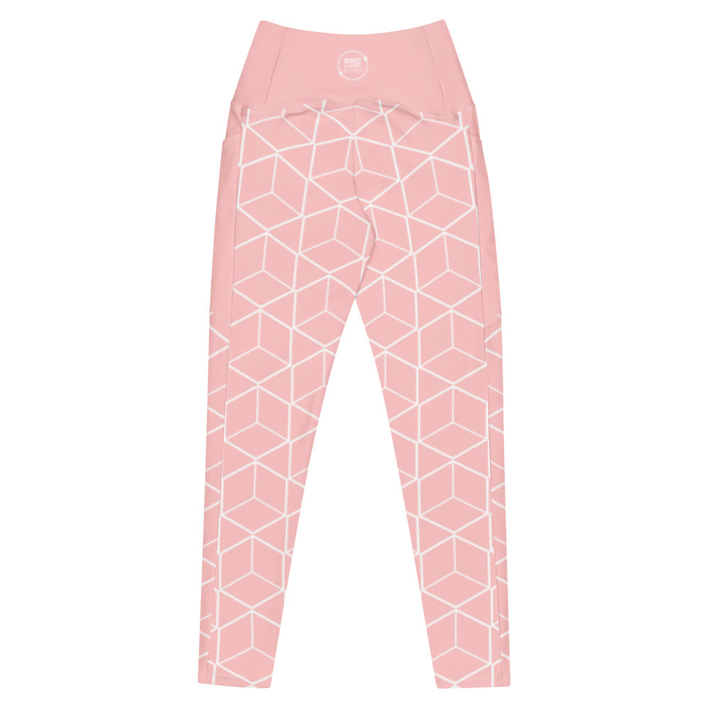 Geometric Pink Leggings with pockets PRO BLEND