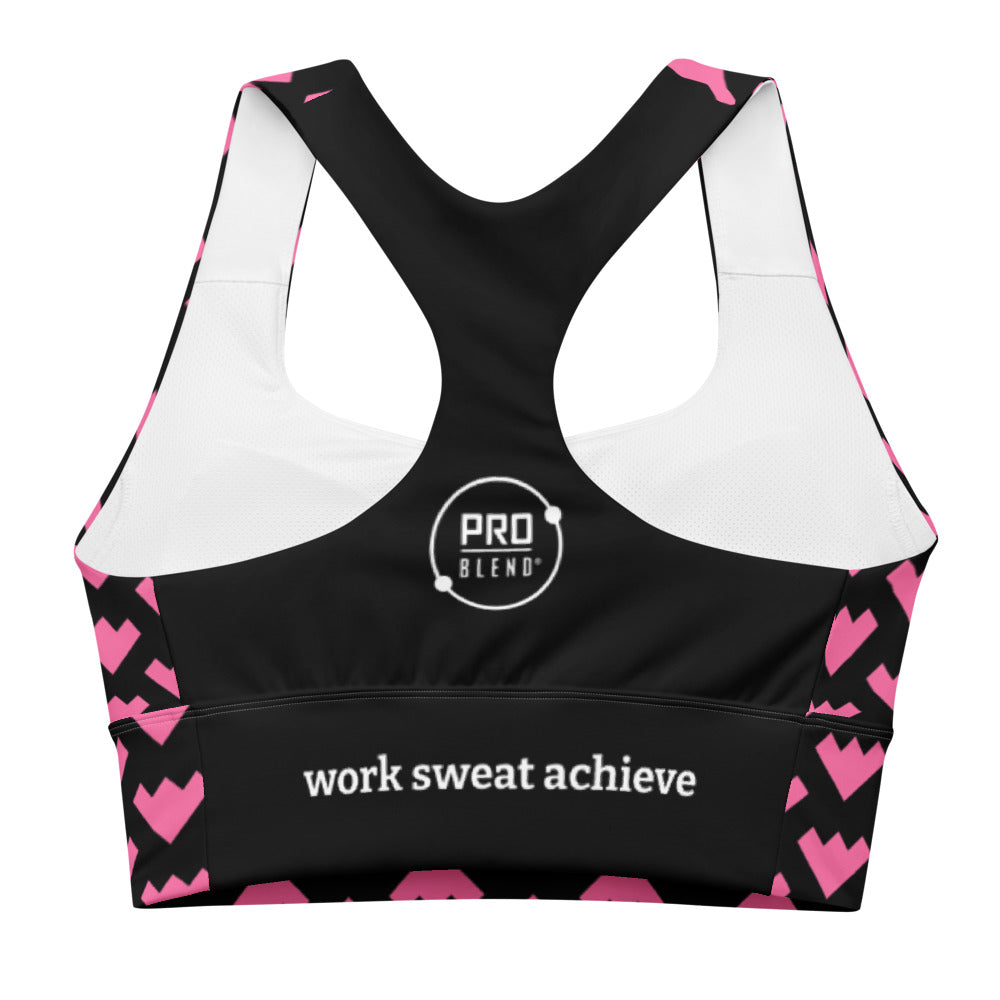 Geometric Black/Pink women's sports bra PRO BLEND