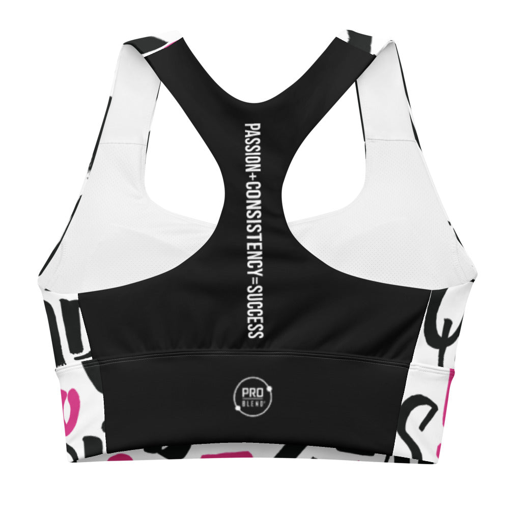 Letter pattern Black/Neon Pink women's sports bra PRO BLEND