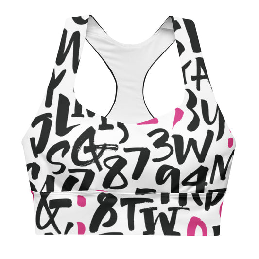 Letter pattern Black/Neon Pink women's sports bra PRO BLEND